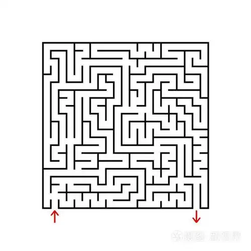 带入口和出口的黑色方形迷宫.儿童和成人的游戏.白色背景上孤立的简单