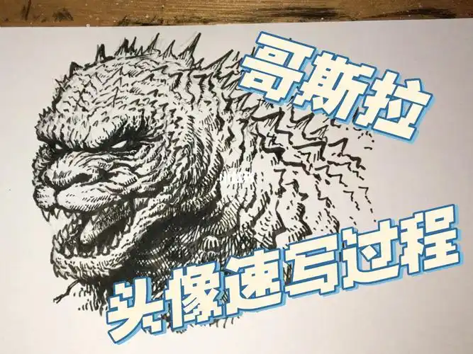 哥斯拉头像速写过程