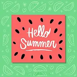快乐的西瓜装饰图案夏季卡片