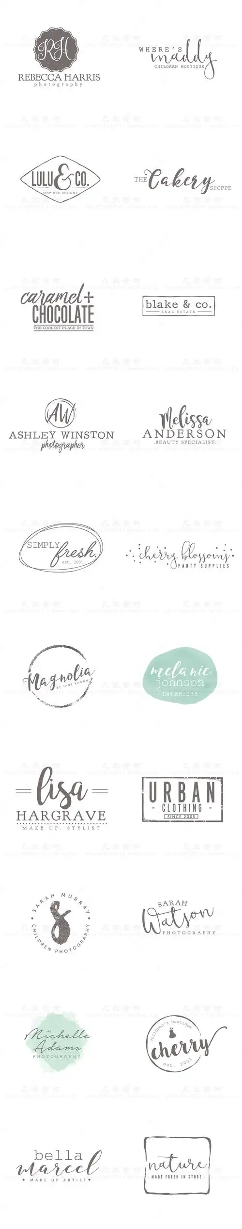 清新文艺女装店铺水印 微店logo模板psd源文件 ps设计资源含背景