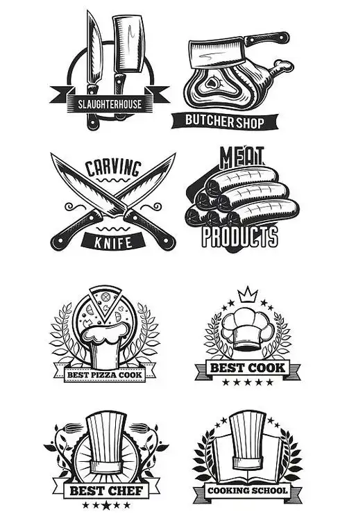 烹饪厨具与帽子logo元素