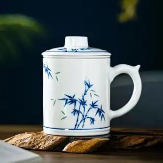 富玉景德镇陶瓷茶杯个人专用高档精致家用办公待客茶水分离高端老板杯