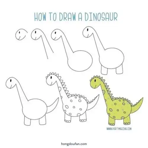 howtodrawadinosaur如何画一只恐龙卡通恐龙儿童简笔画大全
