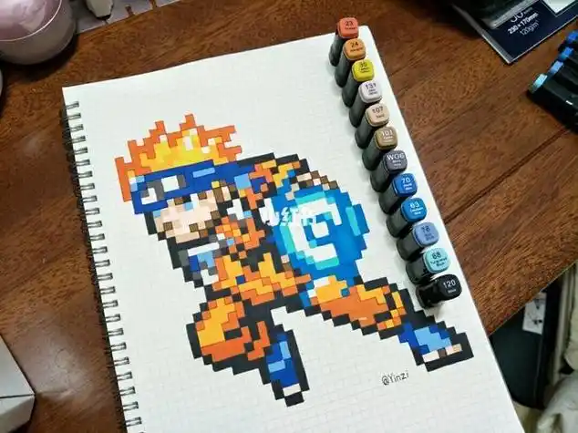 更新啦火影忍者99漩涡鸣人 像素画 简笔画教程 我爱画画 寻找