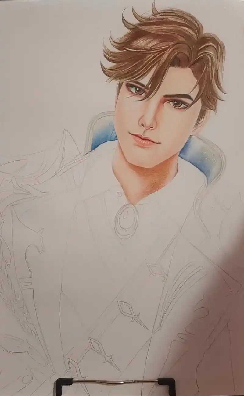 部分过程图先来一波,谢谢关注!#手绘#孙策挚爱之约  - 抖音