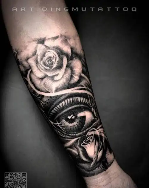 小臂内侧写实纹身图片_手臂欧美写实纹身图案