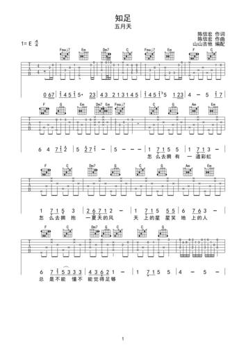 知足e调六线吉他谱-虫虫吉他谱免费下载