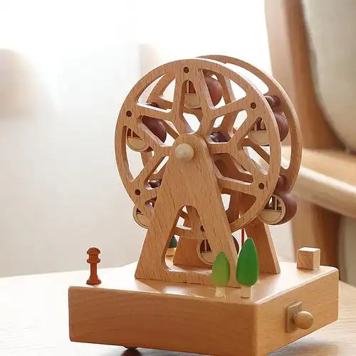 木制摩天轮木马音乐盒天空之城八音盒创意木质工艺品圣诞节礼物图片