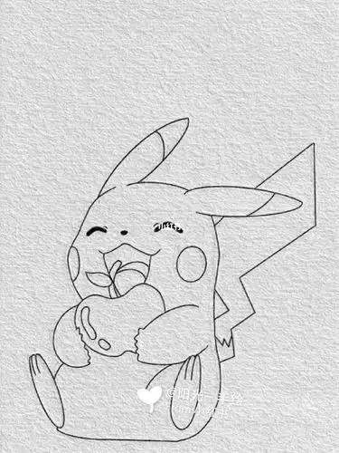 侧着的皮卡丘简笔画 简笔画图片大全-普车都
