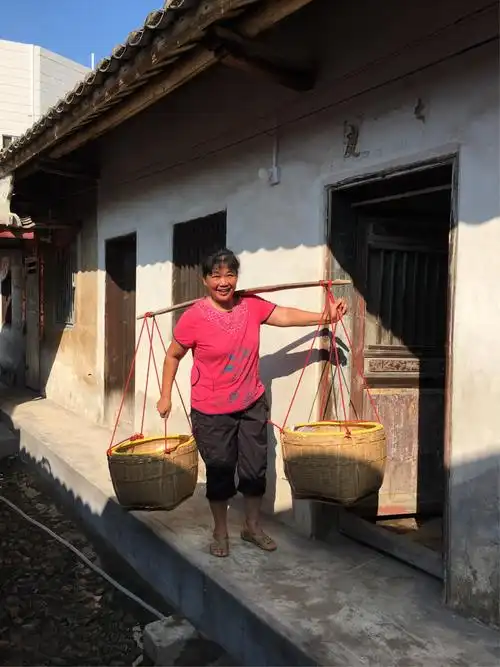 利银姆姆的挑担姿势十分得分,笑言挑箩担去买菜,让市场上的人都看了个