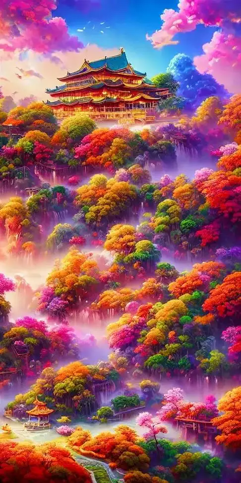 绘画《云上天宫》云上天宫,你梦中的仙境是什么样的?#ai绘画 - 抖音