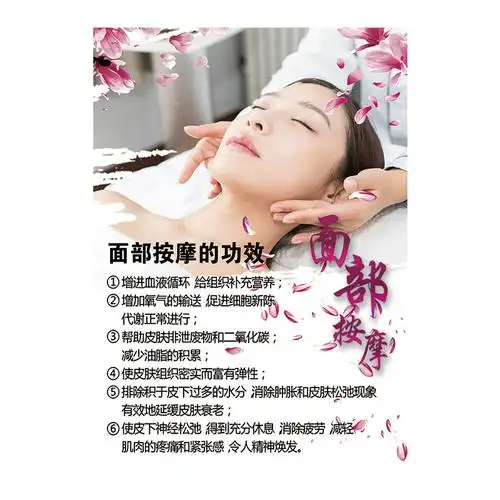 美容院面部护理按摩功效宣传海报 脸部清洁皮肤管理广告墙壁贴纸