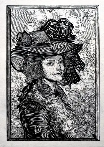 选取了两张,因为很着迷于手和线的感觉,便用手绘版画的方式重制了她们