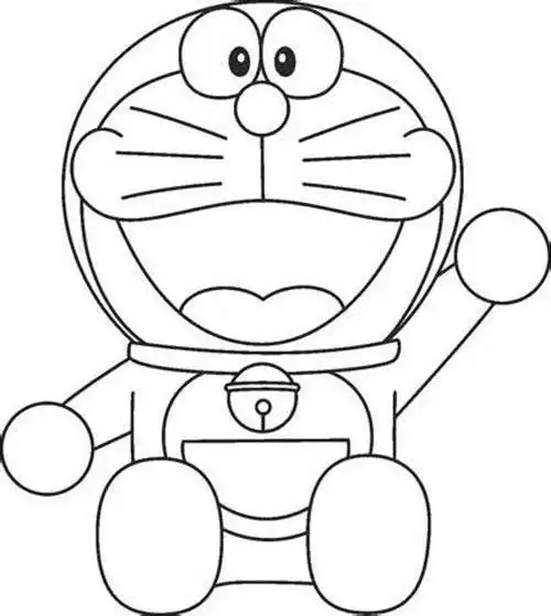 叮当猫吃铜锣烧简笔画图片叮当猫吃铜锣烧儿童绘画图集 机器猫简笔画