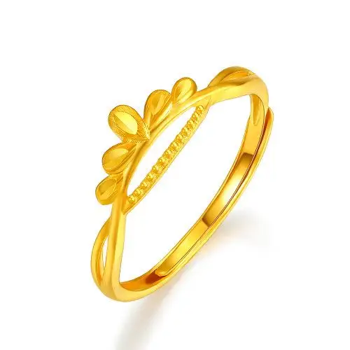 ru jin sui yue/如金岁月 黄金戒指女 皇冠足金活口女戒女士金戒指