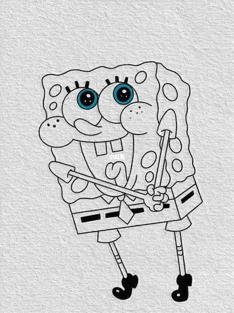 笔画海绵宝宝海绵宝宝动画片场景简笔画带颜色超可爱的卡通人物简笔画