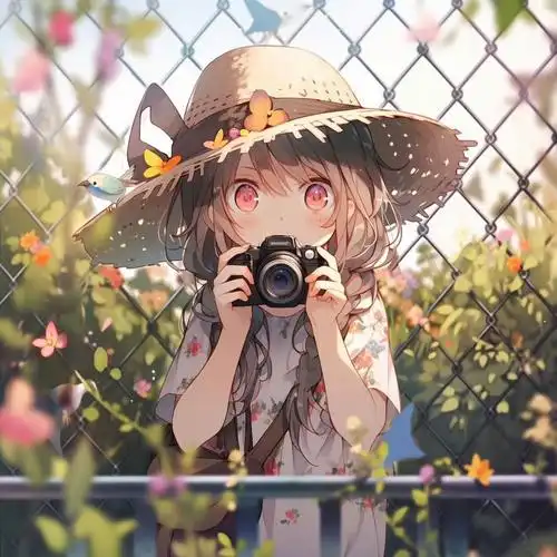 动漫头像——爱摄影的小女孩