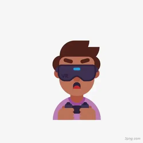 矢量手绘戴vr眼镜小男生png素材透明免抠图片-卡通手绘