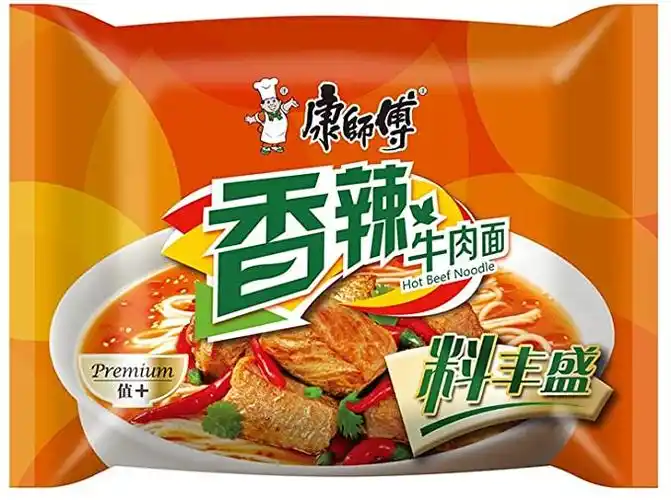 康师傅方便面 料丰盛 香辣牛肉面单袋泡面整箱107g*24(新老包装更替