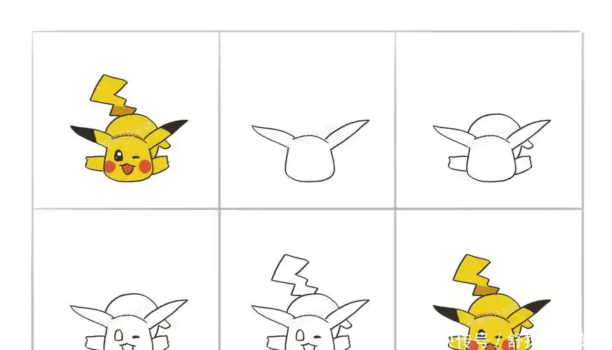 皮卡丘的12种简笔画图解,简单易学,让孩子学起来吧!