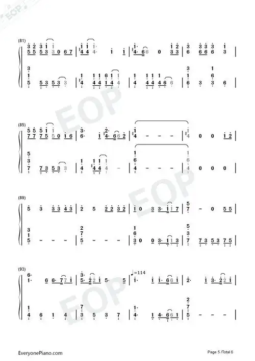 少女的祈祷-杨千嬅双手简谱预览5-钢琴谱文件(五线谱,双手简谱,数字谱