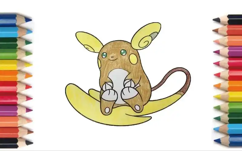 り絵】ポケモン ライチュウ アローラのすがた【涂色】数码宝贝 雷丘