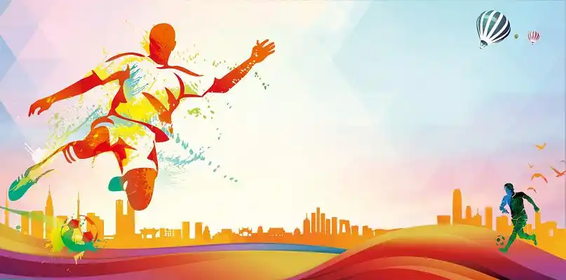 彩色背景足球比赛彩色剪影对抗赛友谊赛背景海报