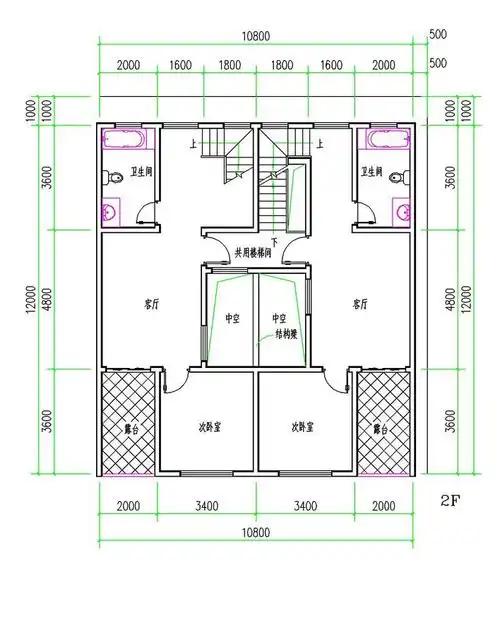 8m×12m农村民房设计平面图