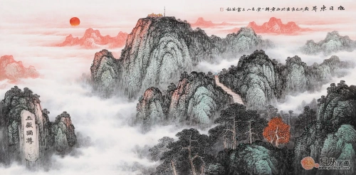 办公室挂画:国画泰山王宁老师的这幅金色长城国画一直深受大家的喜欢