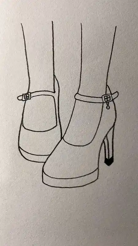 简笔画穿高跟鞋