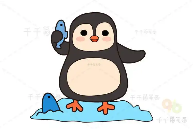 企鹅立体简笔画马克笔