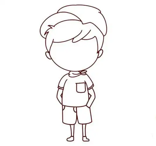 画出小男孩的五官第六步涂上漂亮的颜色帅气的小男生简笔画就完成了