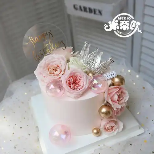 帝欧七夕情人节生日蛋糕网红女神王冠皇冠鲜花加高新鲜生日蛋糕