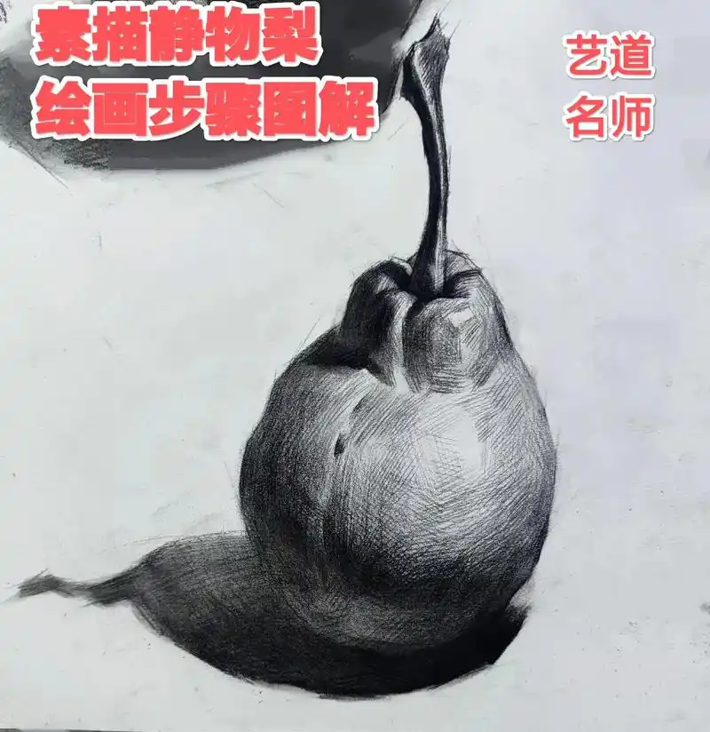 素描静物单体梨绘画步骤图解#素描步骤 #素描静物落地干货 # - 抖音