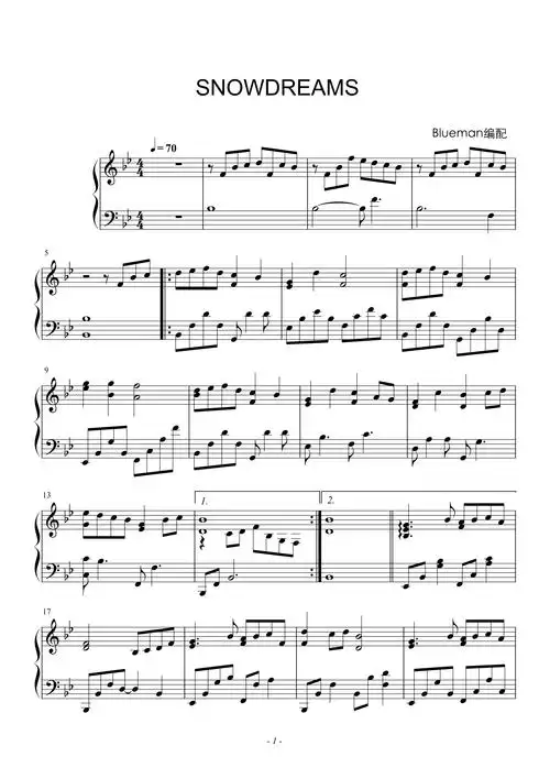 snowdreams - 雪之梦钢琴谱-blueman-虫虫钢琴