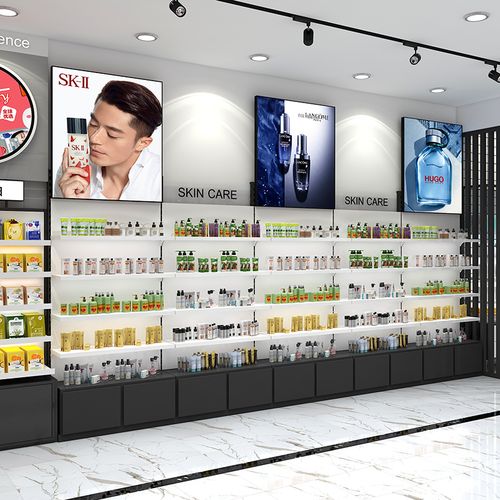 化妆品货架组合美容院产品展示柜陈列架带灯靠墙背柜护肤品摆放架