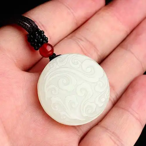 侍帝和田玉平平安吊坠白玉祥云挂件吉祥如意玉牌颈饰