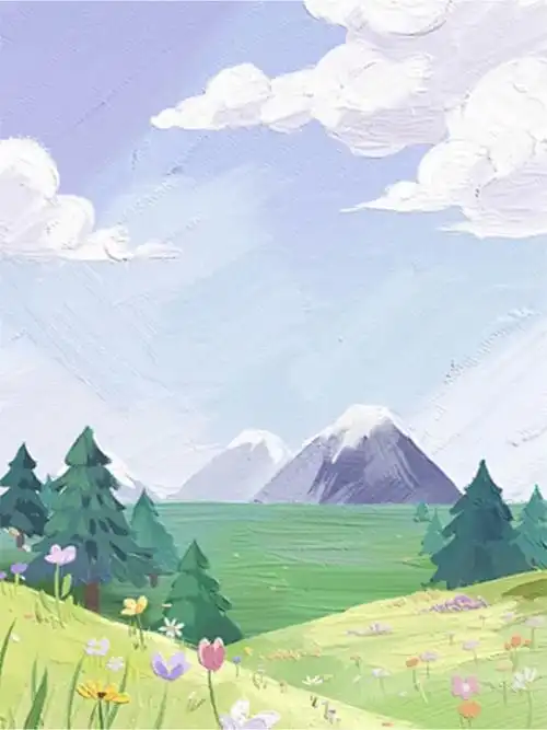 手绘简约油画风景背景