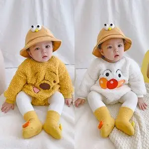 0宝宝1一岁冬季加绒保暖3外穿连体衣5女6可爱超萌7个月外出婴儿服