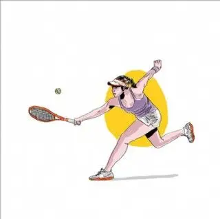 手绘水彩网球女运动员