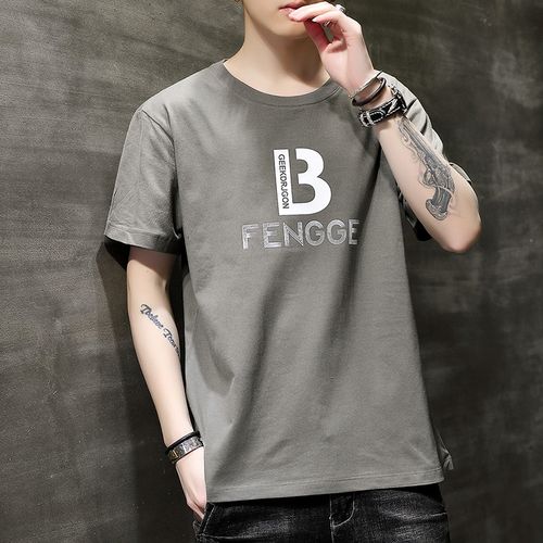 纯棉短袖t恤男装夏季潮流青年上衣服打底衫全棉夏天圆领半袖男生