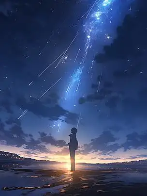 抬头望天空的男孩