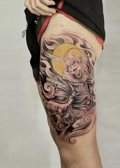 大腿战神无畏斗战胜佛霸气纹身图案