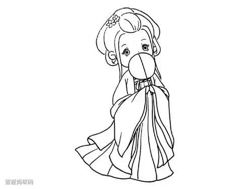 犹抱琵琶半遮面古风小女孩简笔画教程