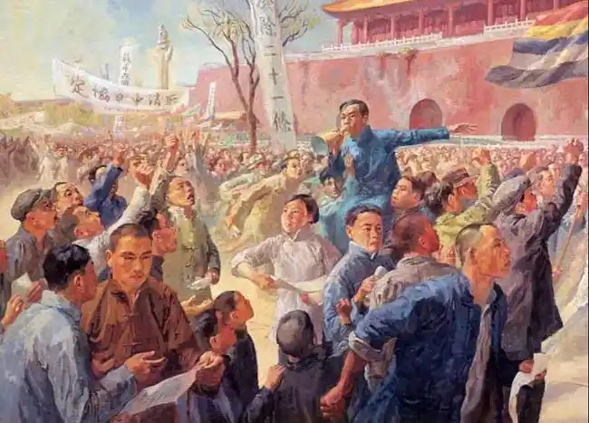 《五四运动》周令钊 布面油彩  155cm×236cm  1951 年69画作呈现的