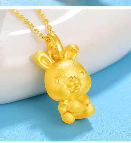 老鳯祥云同款金兔吊坠黄金本命年十二生肖兔子足金999