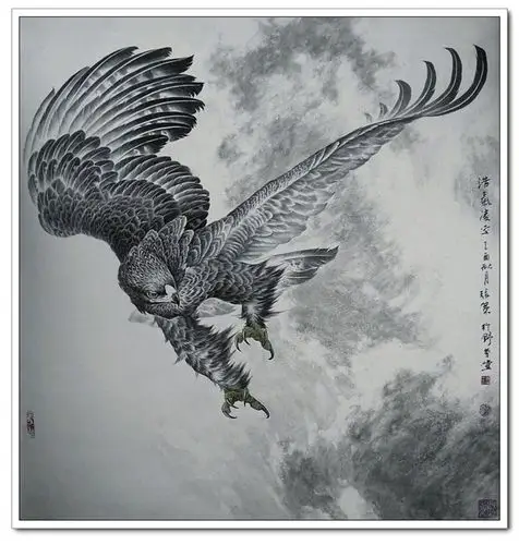 名家花鸟画作品《鹰》