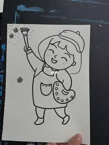 简笔画女画家简笔画文化绘画