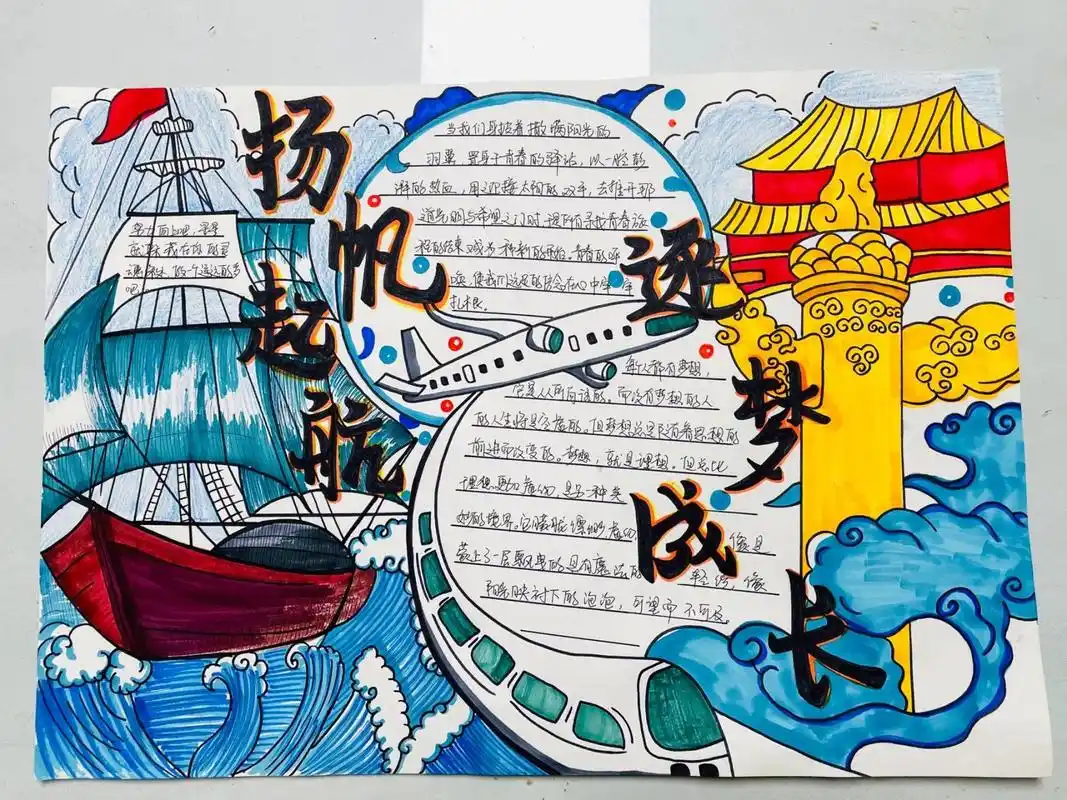 西安画室|儿童成人扬帆起航手抄报看这里 扬帆起航 逐梦成长的手抄报