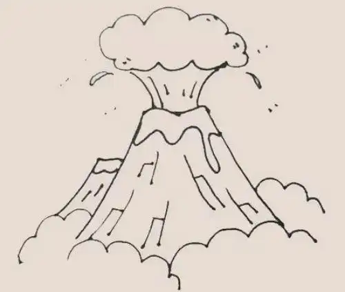 岩浆卡通火山喷发简笔画图解,图片,简笔画-学笔画